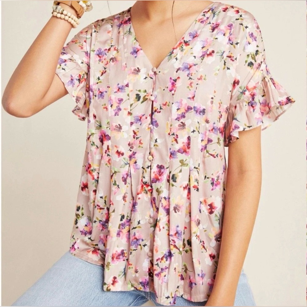 Dolan Mitzi Floral Button Front Blouse Size M